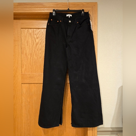 NWT RE/DONE black denim jeans wide Loose leg With Slit -Size 25 with a 30" Waist - Picture 6 of 16